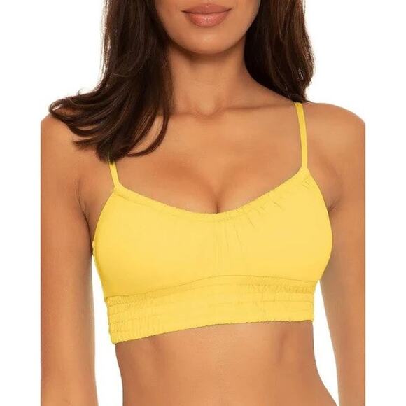 BECCA Women's Medium Cinched Adjustable Bikini Top Banana Swimwear Separates - Picture 1 of 10